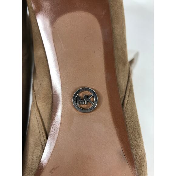 New Michael Kors Remi 9.5 Suede Light Khaki Beige Ankle Bootie Boots Stilettos - Picture 8 of 11